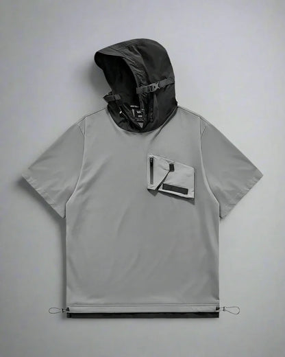 Essential Hooded Tee with Pockets - hooded tee - Essential Hooded Tee with Convenient Pockets