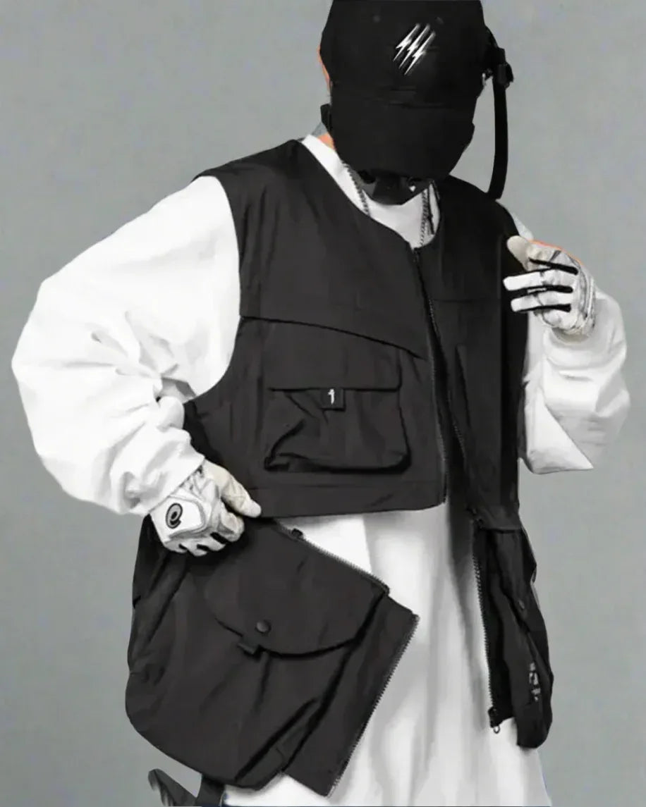 Essential Urban Tech Vest - techwear outfits - Lightweight Urban Tech Vest with Adjustable Fit