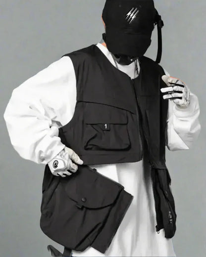 Essential Urban Tech Vest - techwear outfits - Lightweight Urban Tech Vest with Adjustable Fit