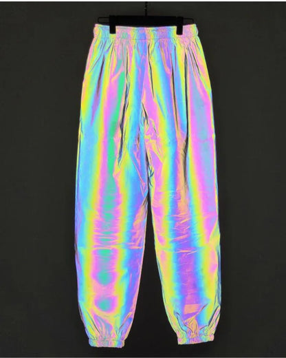 Eye-Catching Reflective Activewear -  durable construction - Reflective Colorful Pants for Festive Style