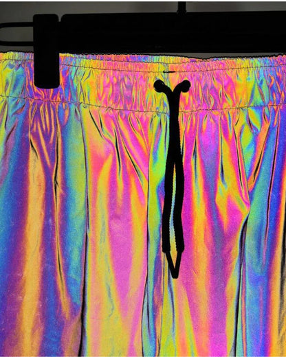 Eye-Catching Reflective Activewear -  soft breathable material - Reflective Colorful Pants for Festive Style