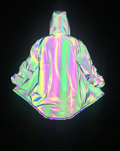 Eye-Catching Reflective Tech Jacket -  futuristic reflective jacket - Reflective Tech Jacket for Urban Style and Comfort