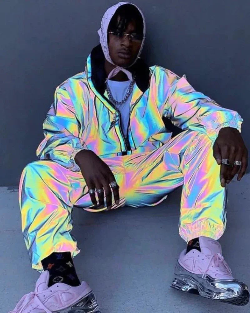 Eye-Catching Reflective Tech Jacket -  futuristic reflective jacket - Reflective Tech Jacket for Urban Style and Comfort