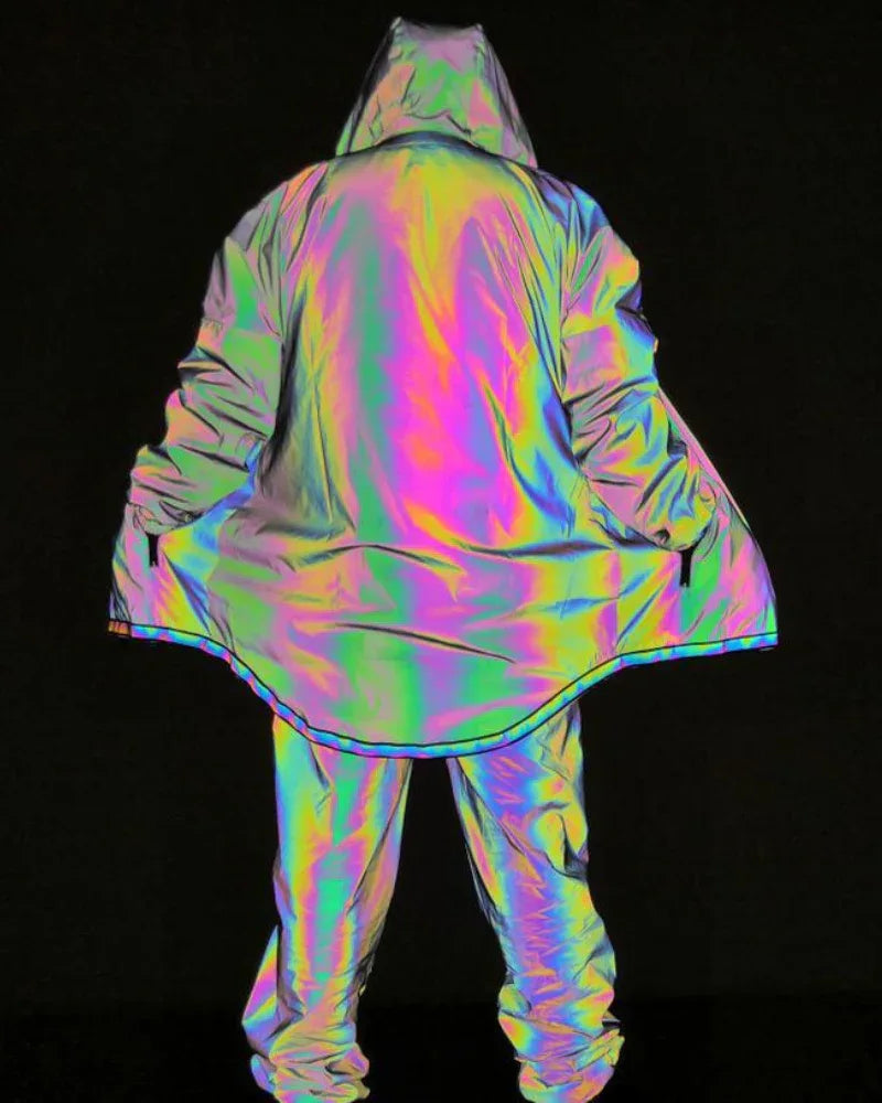 Eye-Catching Reflective Tech Jacket -  hooded jacket - Reflective Tech Jacket for Urban Style and Comfort