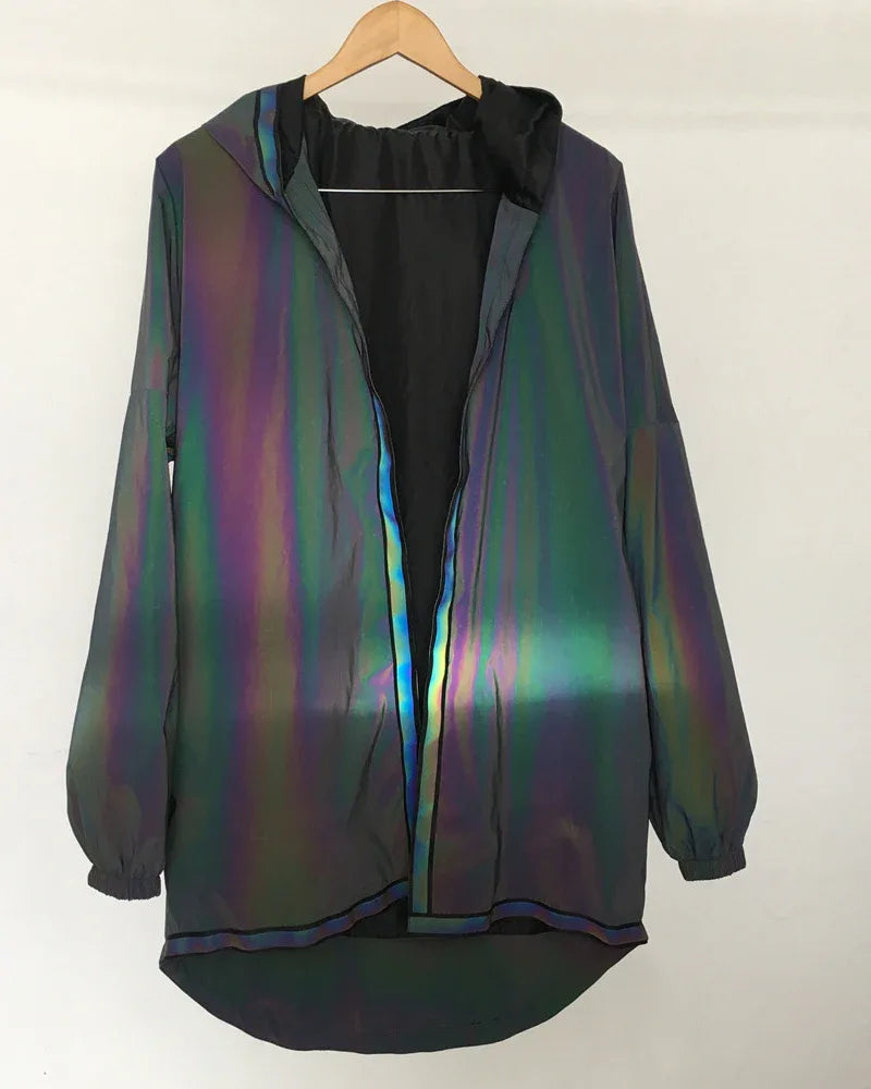 Eye-Catching Reflective Tech Jacket -  techwear - Reflective Tech Jacket for Urban Style and Comfort