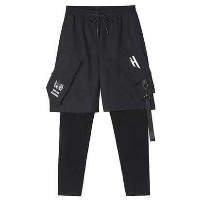 Faux Two-Piece Techwear Cargo Pants -  techwear - Trendy Techwear Cargo Pants for Everyday Wear