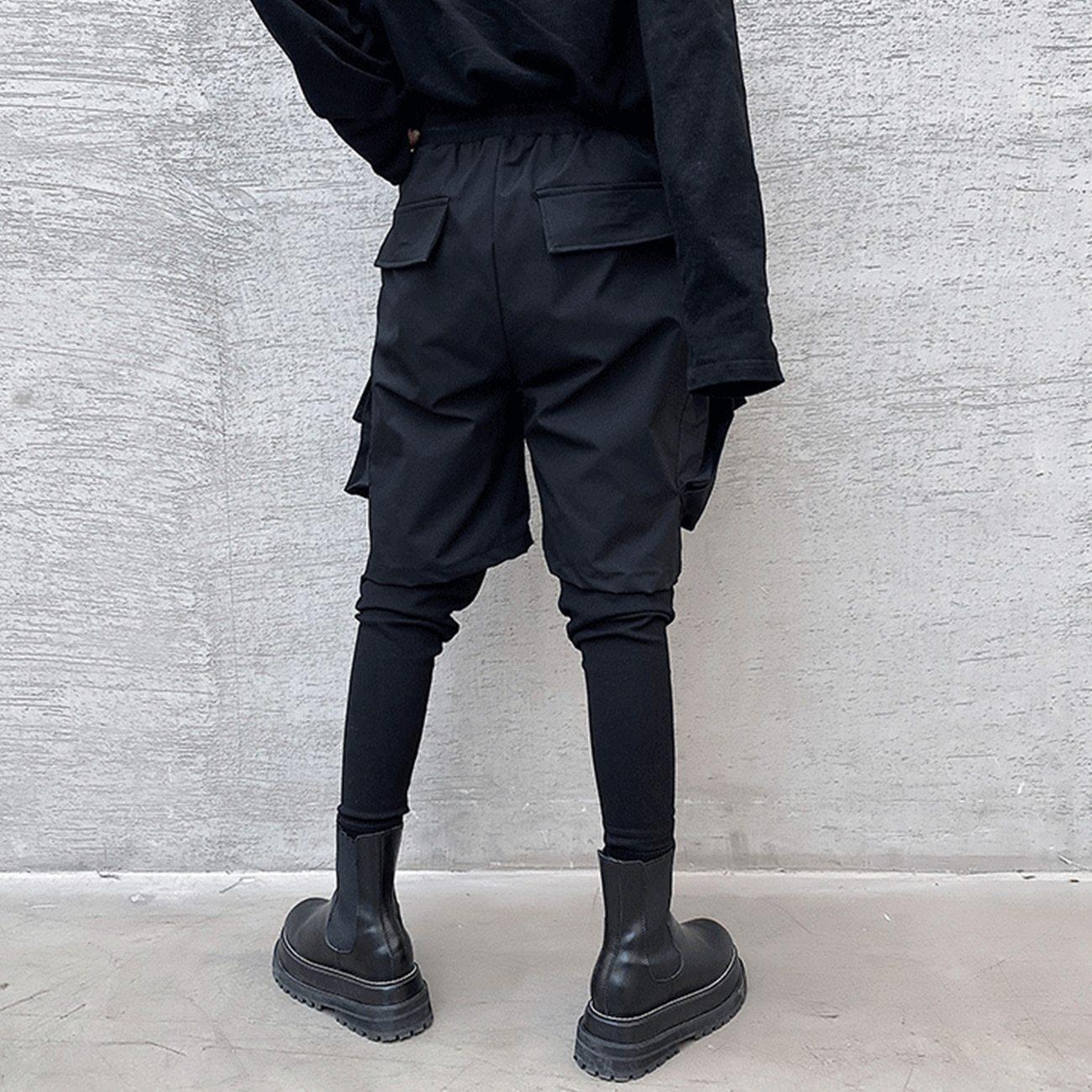 Faux Two-Piece Techwear Cargo Pants -  black pants - Trendy Techwear Cargo Pants for Everyday Wear