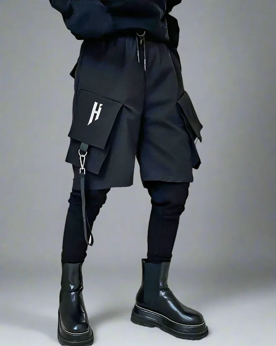 Faux Two-Piece Techwear Cargo Pants - cargo pants - Trendy Techwear Cargo Pants for Everyday Wear
