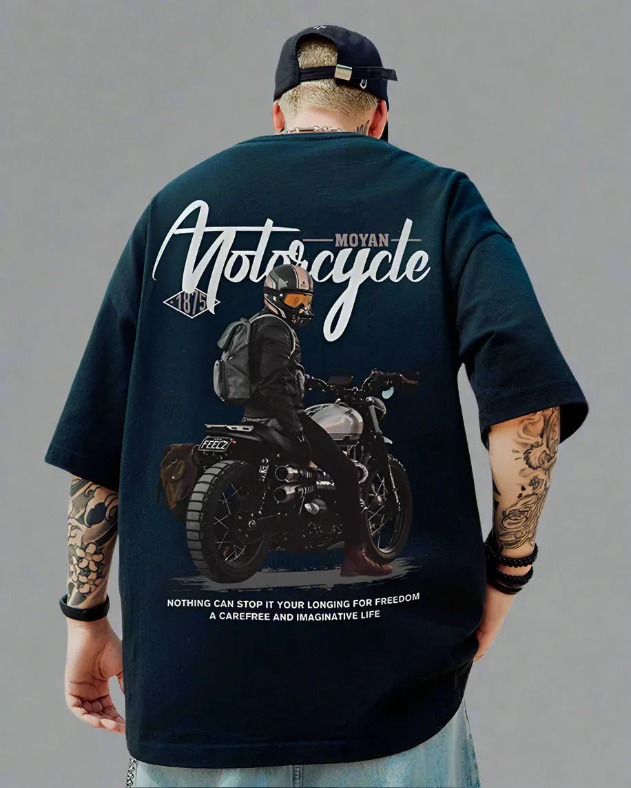 Fearless Oversized Biker Tee - biker tee - Fearless Oversized Biker Tee for Street Style