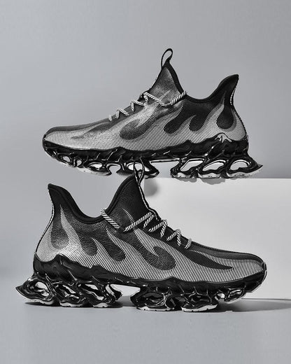 Fire-Infused Futuristic Kicks -  futuristic kicks - Futuristic Techwear Shoes for Modern Style