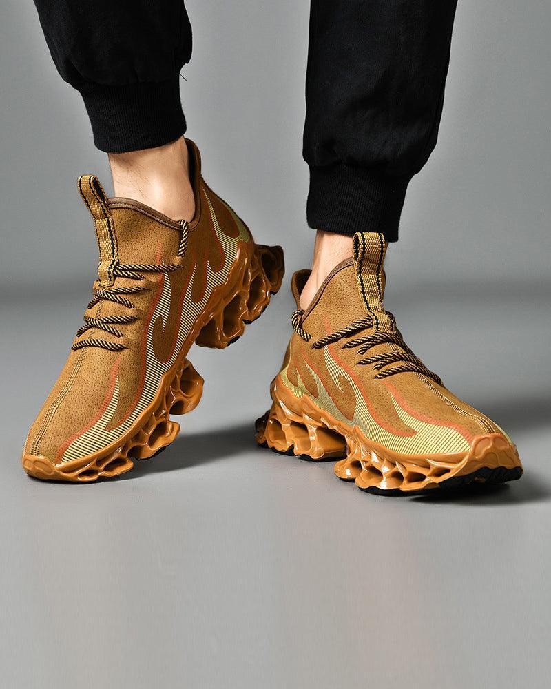 Fire-Infused Futuristic Kicks -  futuristic kicks - Futuristic Techwear Shoes for Modern Style