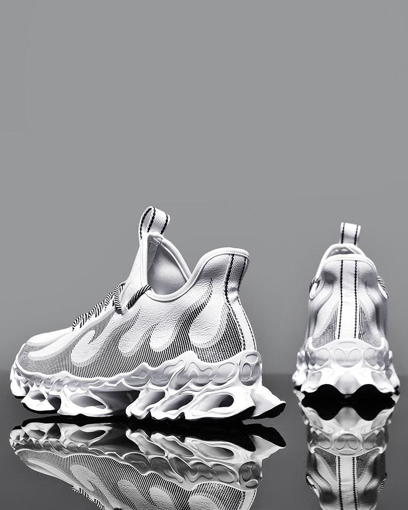 Fire-Infused Futuristic Kicks -  high-quality futuristic shoes - Futuristic Techwear Shoes for Modern Style
