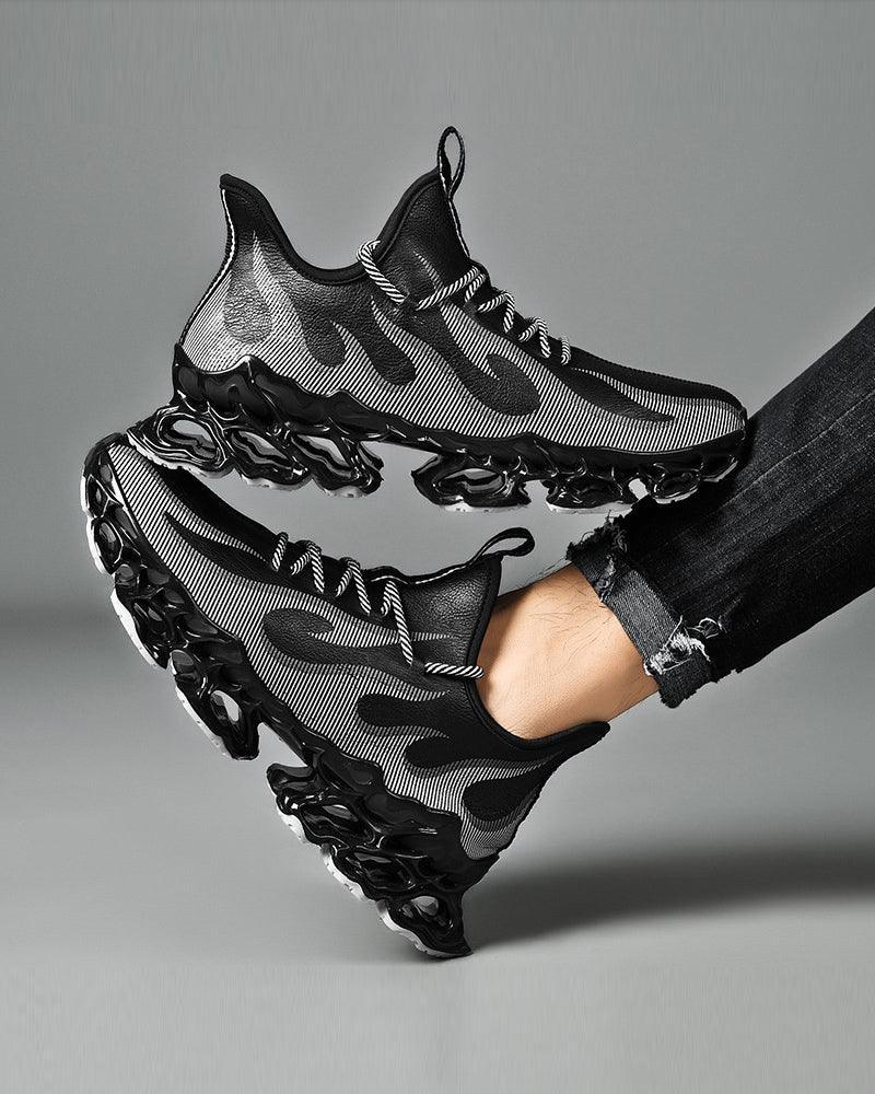 Fire-Infused Futuristic Kicks -  high-quality futuristic shoes - Futuristic Techwear Shoes for Modern Style