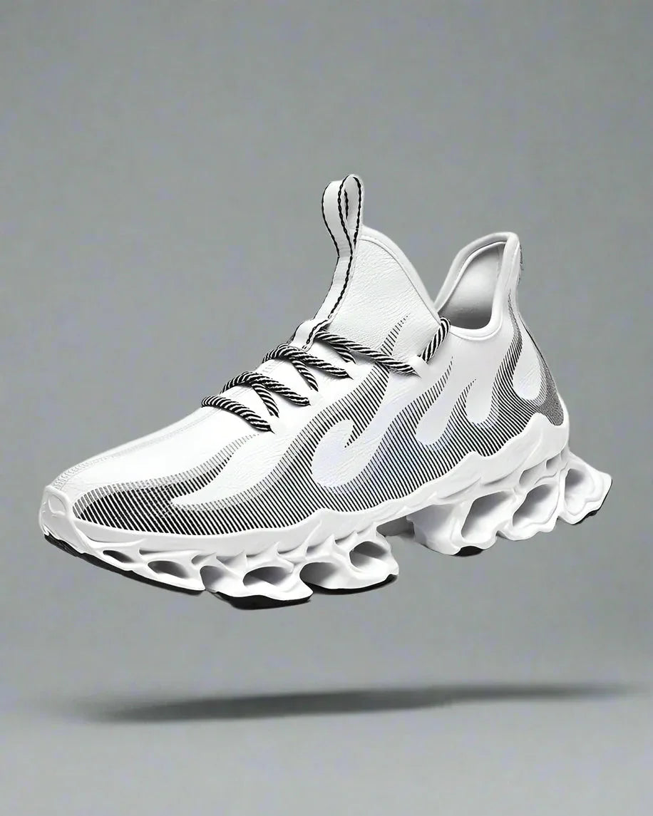 Fire-Infused Futuristic Kicks -  mesh fabric - Futuristic Techwear Shoes for Modern Style