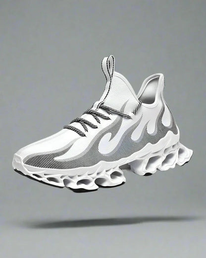 Fire-Infused Futuristic Kicks -  mesh fabric - Futuristic Techwear Shoes for Modern Style
