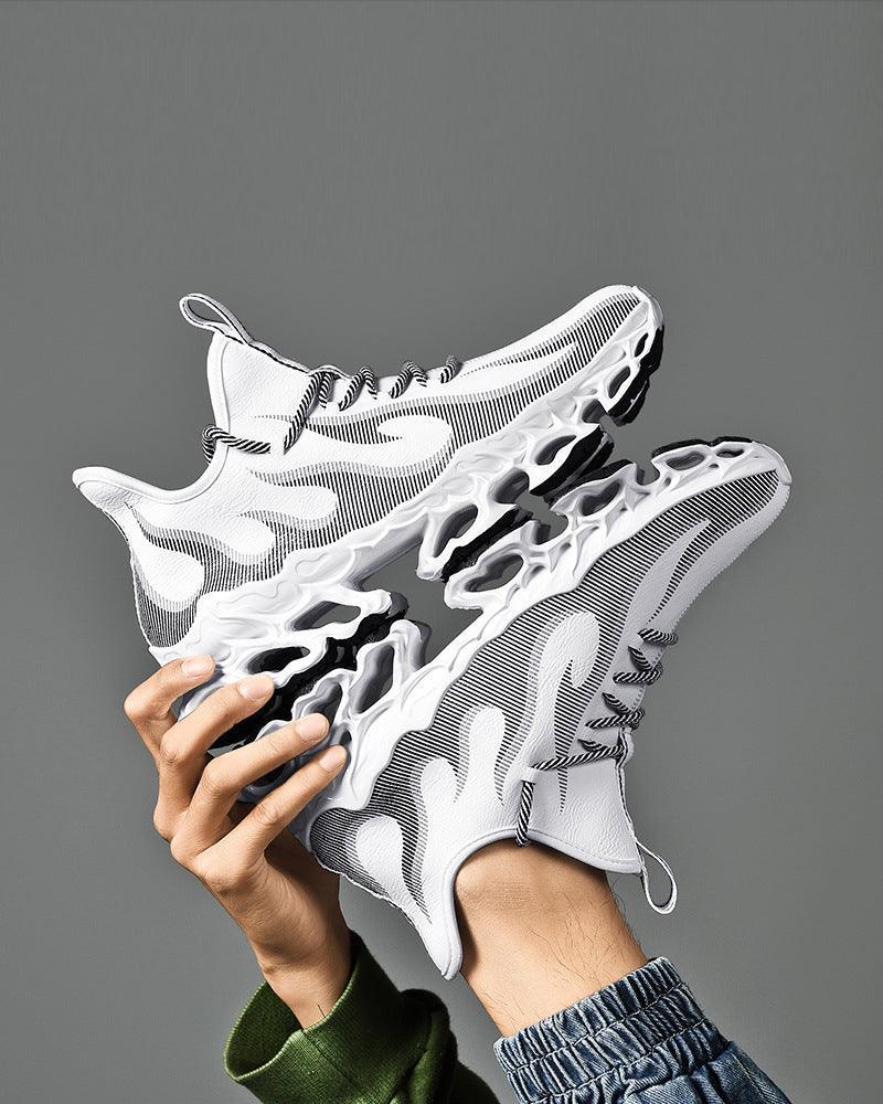 Fire-Infused Futuristic Kicks -  modern outfit - Futuristic Techwear Shoes for Modern Style