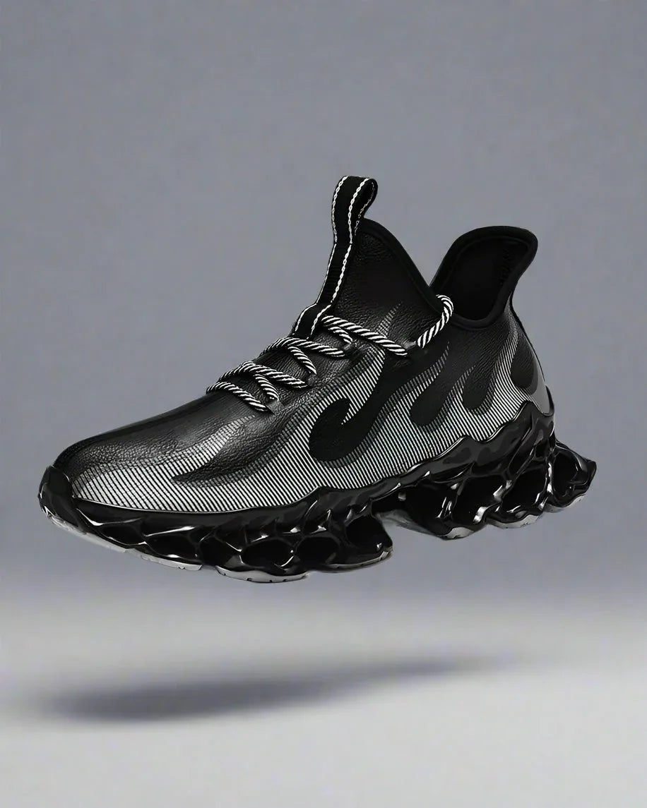 Fire-Infused Futuristic Kicks - techwear shoes - Futuristic Techwear Shoes for Modern Style