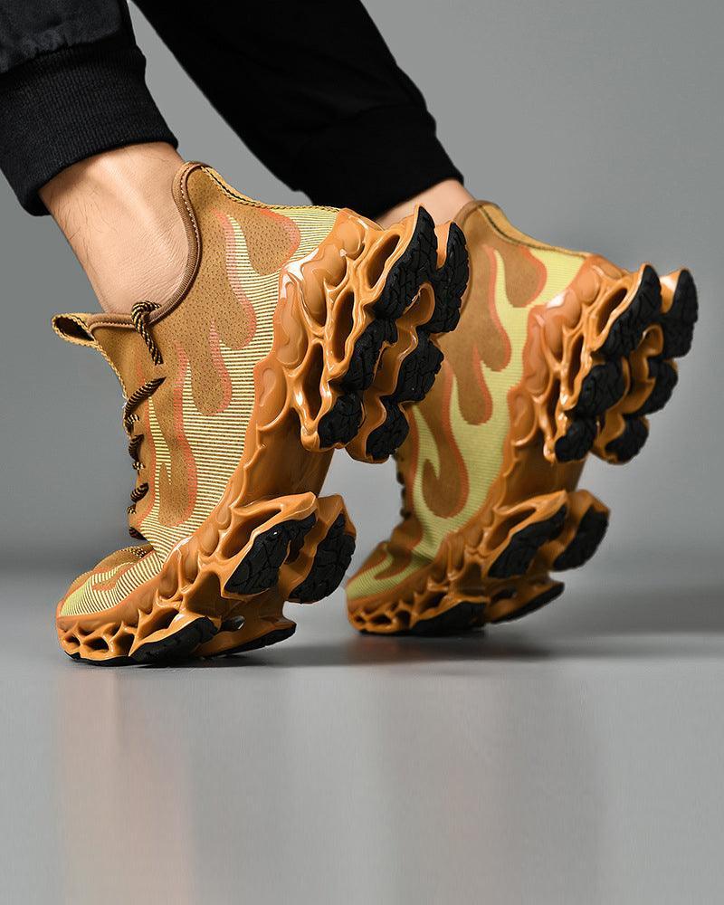 Fire-Infused Futuristic Kicks - techwear shoes for modern outfits - Futuristic Techwear Shoes for Modern Style