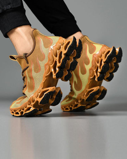 Fire-Infused Futuristic Kicks - techwear shoes for modern outfits - Futuristic Techwear Shoes for Modern Style