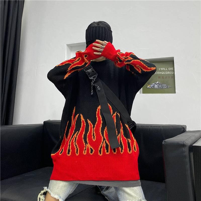 Flame knit sweater -  casual wear - Flame Knit Sweater for Stylish Everyday Looks