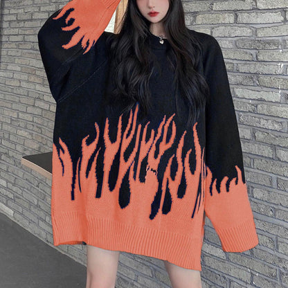 Flame knit sweater - y2k-core - Flame Knit Sweater for Stylish Everyday Looks