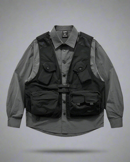 Functional Layered Pocket Shirt - comfortable and durable shirt - Layered Pocket Shirt for Techwear Enthusiasts