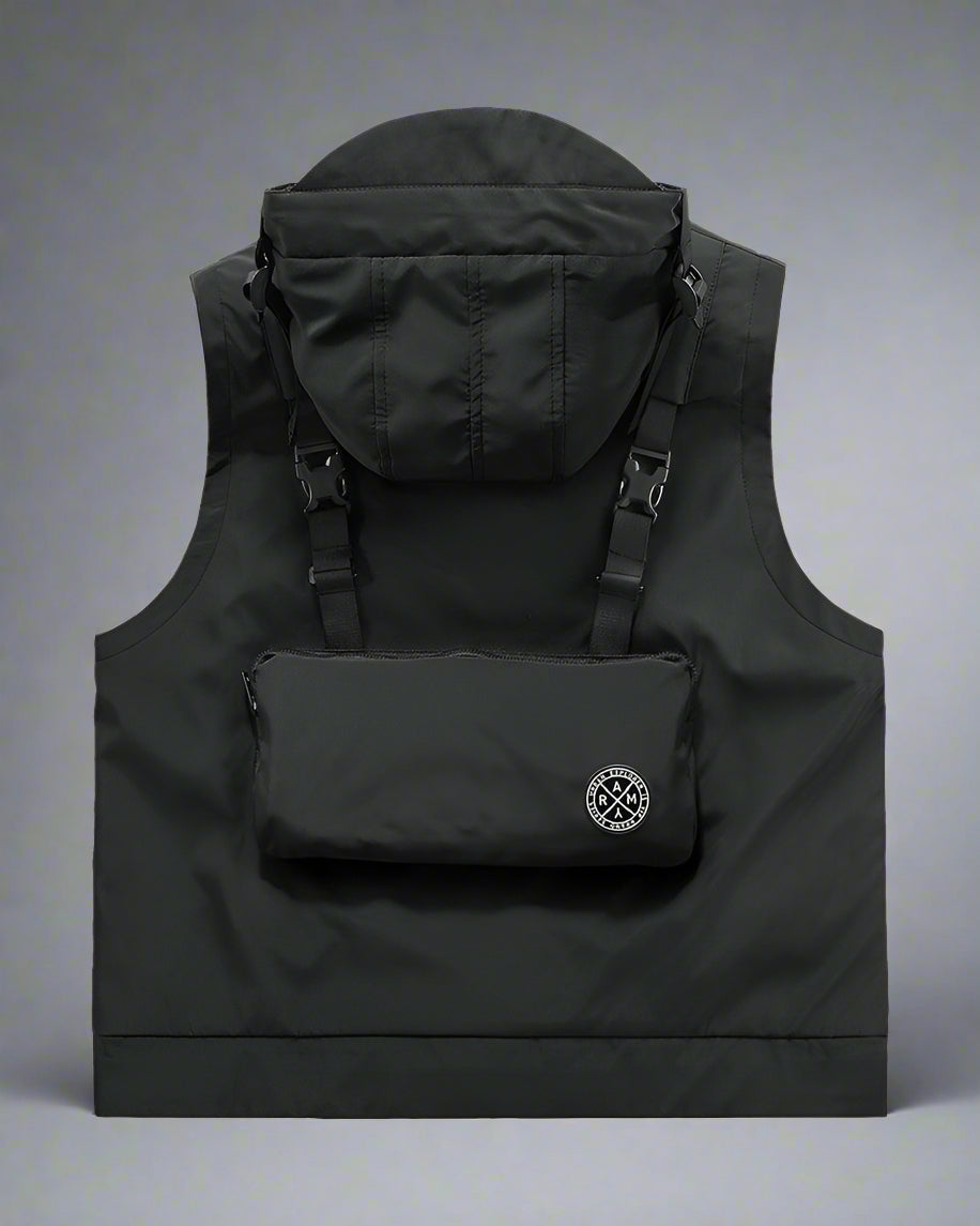 Multi-Pocket Hooded Cargo Vest