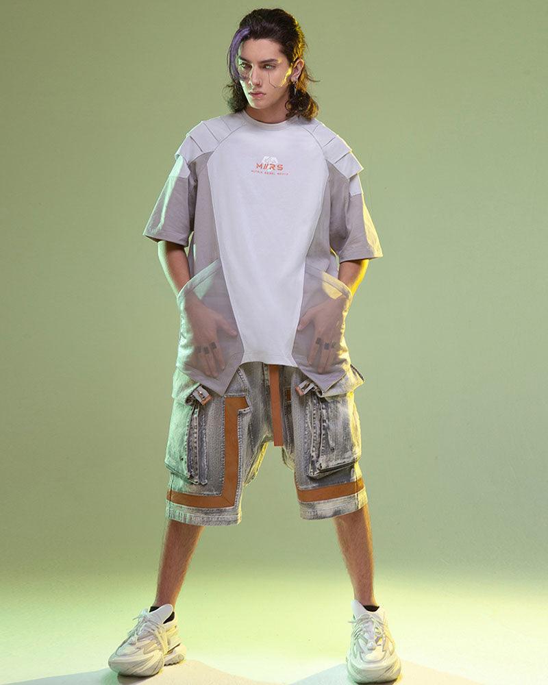 Futuristic Cargo Denim Shorts -  techwear style shorts - Futuristic Cargo Denim Shorts for Every Adventure