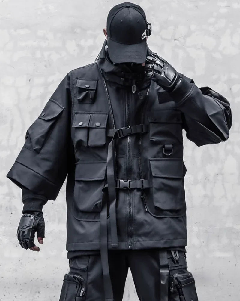 Futuristic Cyberpunk Cloak -  black cloak - Stylish Cyberpunk Cloak for Urban Adventures