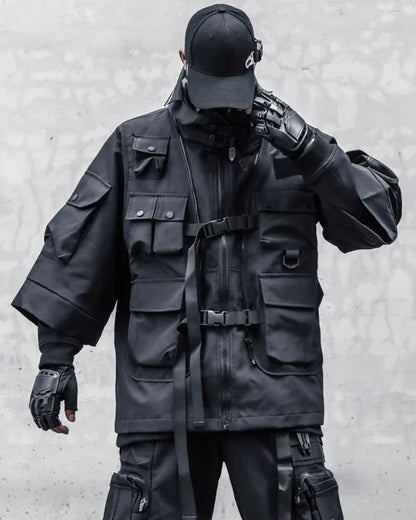 Futuristic Cyberpunk Cloak -  black cloak - Stylish Cyberpunk Cloak for Urban Adventures