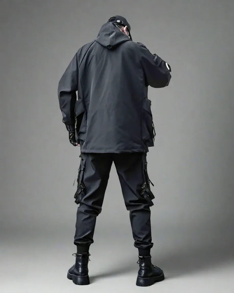 Futuristic Cyberpunk Hooded Jacket - cyberpunk jacket - Stylish Cyberpunk Hooded Jacket for Urban Wear