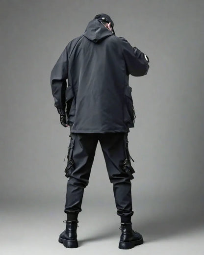 Futuristic Cyberpunk Hooded Jacket - cyberpunk jacket - Stylish Cyberpunk Hooded Jacket for Urban Wear