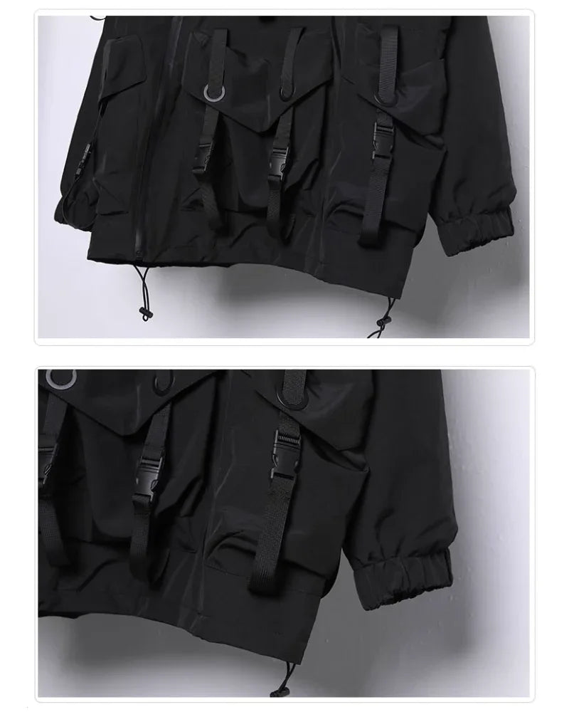 Futuristic Cyberpunk Hooded Jacket -  outdoor jacket - Stylish Cyberpunk Hooded Jacket for Urban Wear
