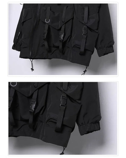 Futuristic Cyberpunk Hooded Jacket -  outdoor jacket - Stylish Cyberpunk Hooded Jacket for Urban Wear