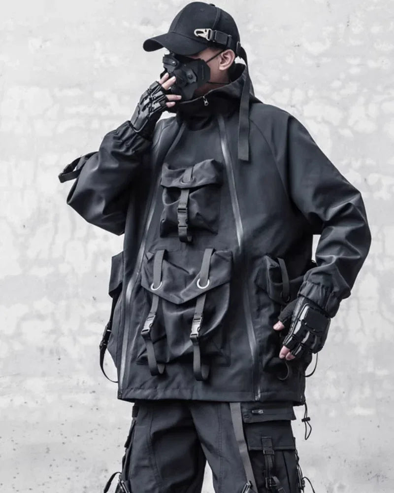 Futuristic Cyberpunk Hooded Jacket -  techwear - Stylish Cyberpunk Hooded Jacket for Urban Wear