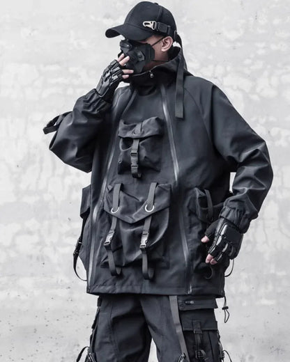 Futuristic Cyberpunk Hooded Jacket -  techwear - Stylish Cyberpunk Hooded Jacket for Urban Wear