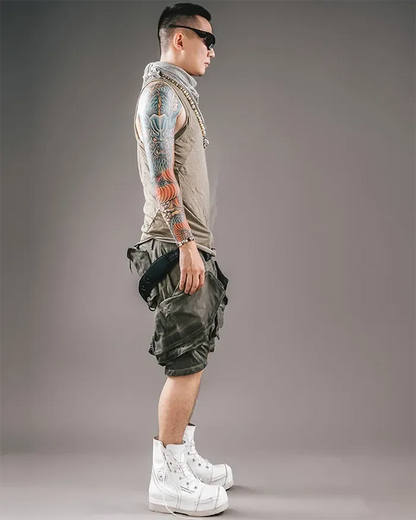 Futuristic Cyberpunk Style Shorts -  comfortable fit - Futuristic Cyberpunk Style Shorts for Urban Wear