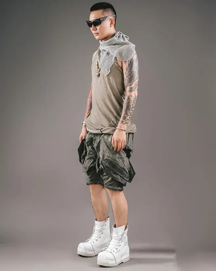 Futuristic Cyberpunk Style Shorts - cyberpunk shorts - Futuristic Cyberpunk Style Shorts for Urban Wear