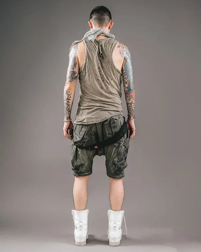 Futuristic Cyberpunk Style Shorts -  streetwear - Futuristic Cyberpunk Style Shorts for Urban Wear