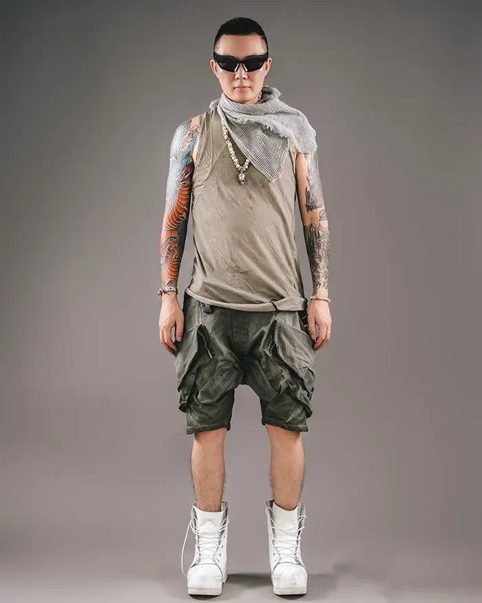 Futuristic Cyberpunk Style Shorts - stylish urban shorts - Futuristic Cyberpunk Style Shorts for Urban Wear