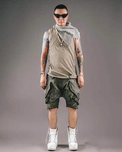 Futuristic Cyberpunk Style Shorts - stylish urban shorts - Futuristic Cyberpunk Style Shorts for Urban Wear