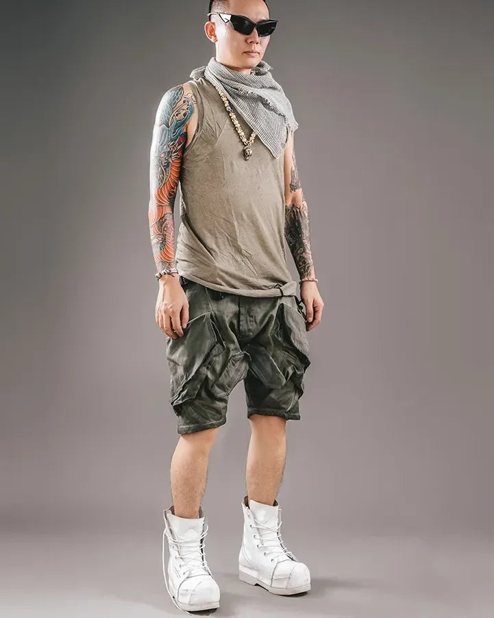 Futuristic Cyberpunk Style Shorts -  techwear shorts - Futuristic Cyberpunk Style Shorts for Urban Wear