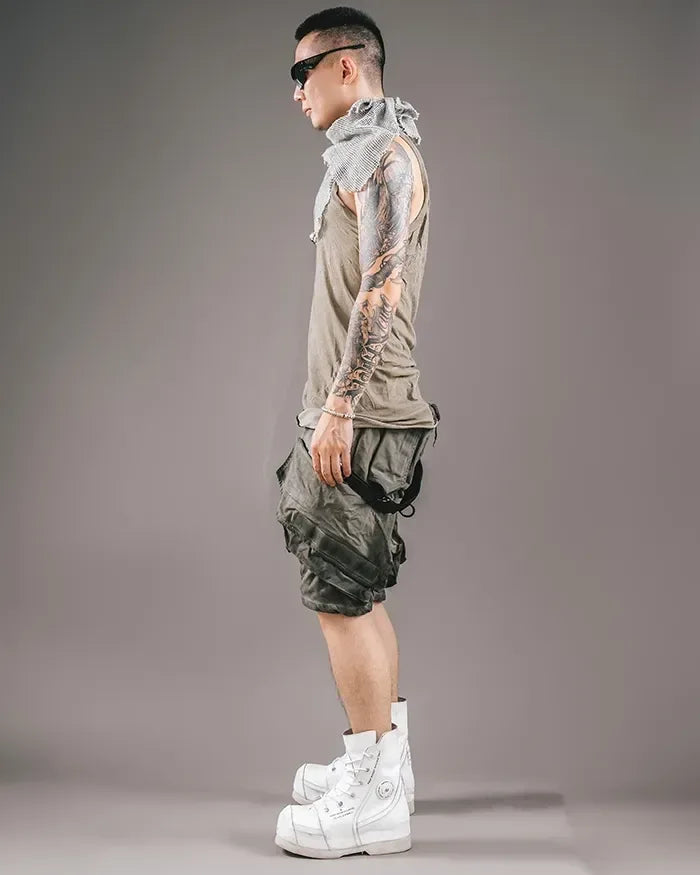Futuristic Cyberpunk Style Shorts -  urban wear - Futuristic Cyberpunk Style Shorts for Urban Wear