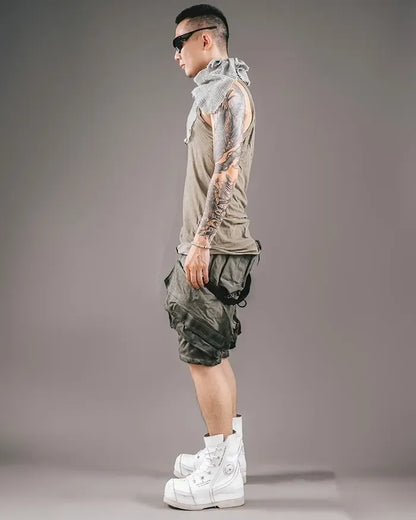 Futuristic Cyberpunk Style Shorts -  urban wear - Futuristic Cyberpunk Style Shorts for Urban Wear