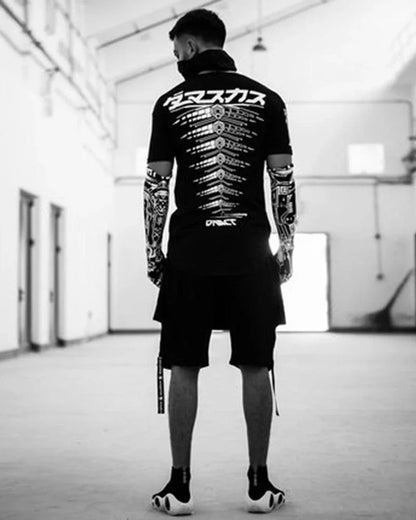 Futuristic Cyberpunk Tech T-Shirt -  black t-shirt - Futuristic Cyberpunk Tech T-Shirt for Urban Wear