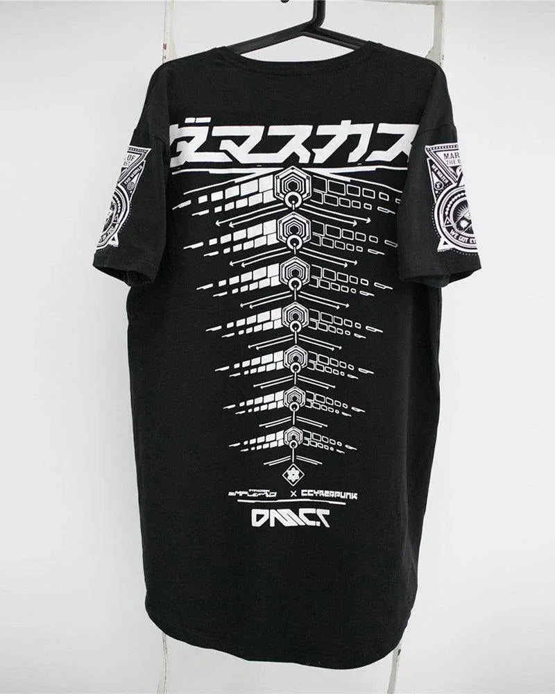 Futuristic Cyberpunk Tech T-Shirt -  urban environment - Futuristic Cyberpunk Tech T-Shirt for Urban Wear