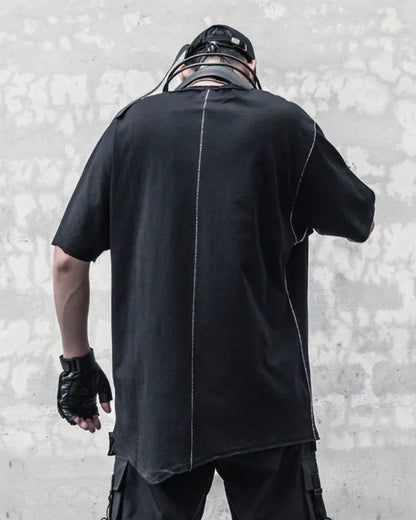 Futuristic Geometry Tech Tee -  black shirt - Futuristic Geometry Tech Tee for Unique Style