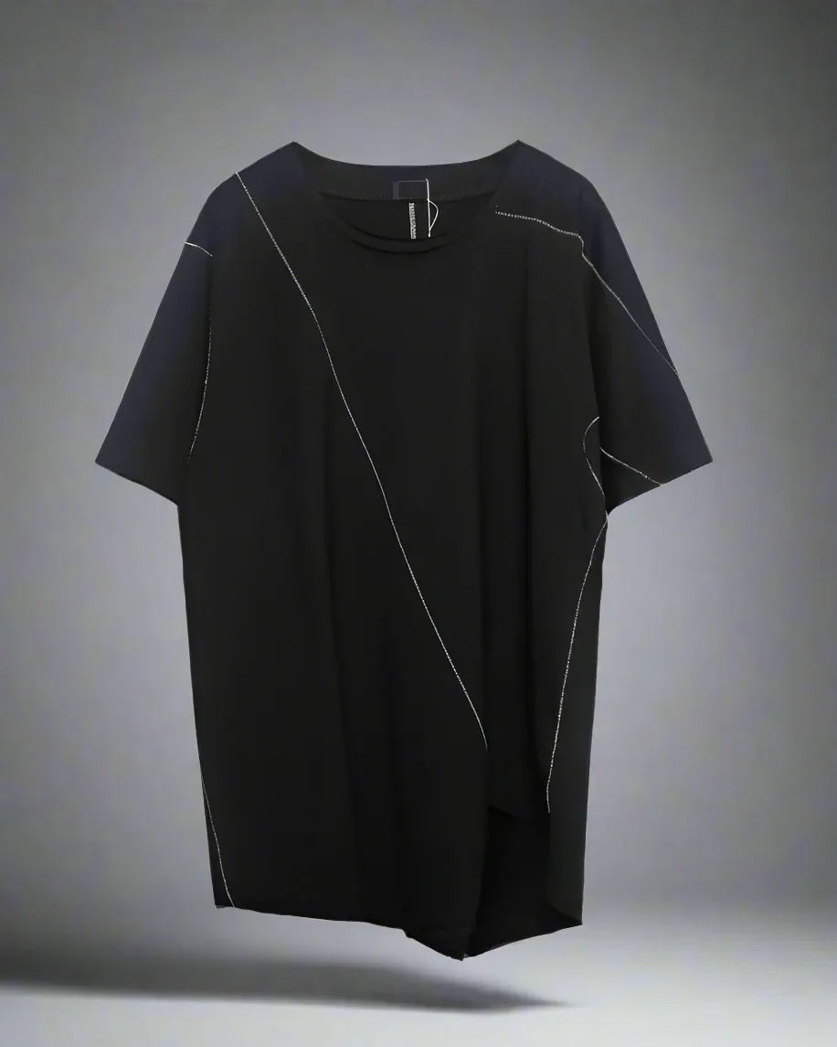 Futuristic Geometry Tech Tee -  cotton techwear - Futuristic Geometry Tech Tee for Unique Style