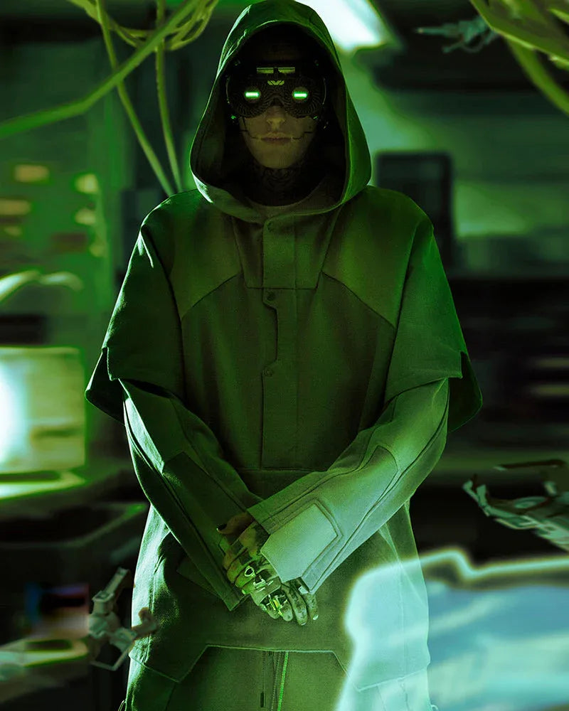 Futuristic Ghost Patchwork Hoodie -  patchwork - Futuristic Ghost Patchwork Hoodie for Comfort