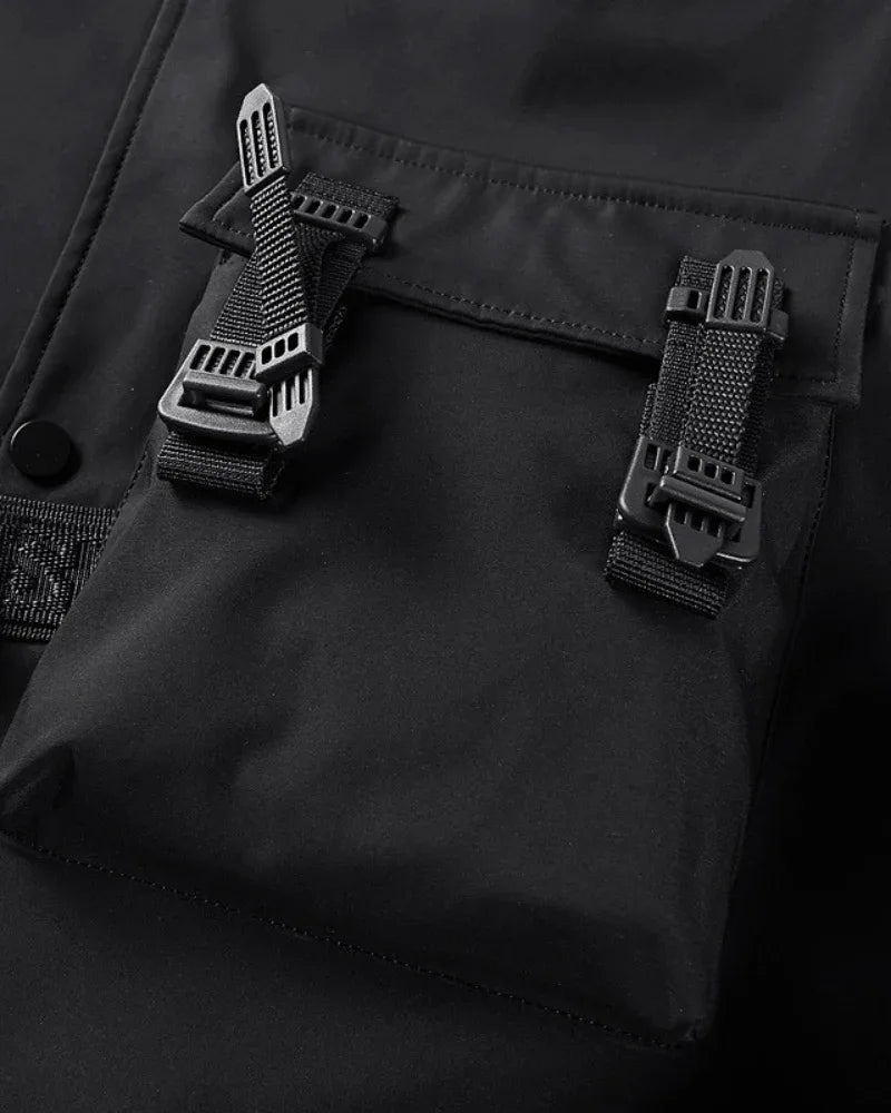 Futuristic Gothic Skull Jacket - urban techwear jacket - Futuristic Gothic Skull Black Bomber Jacket